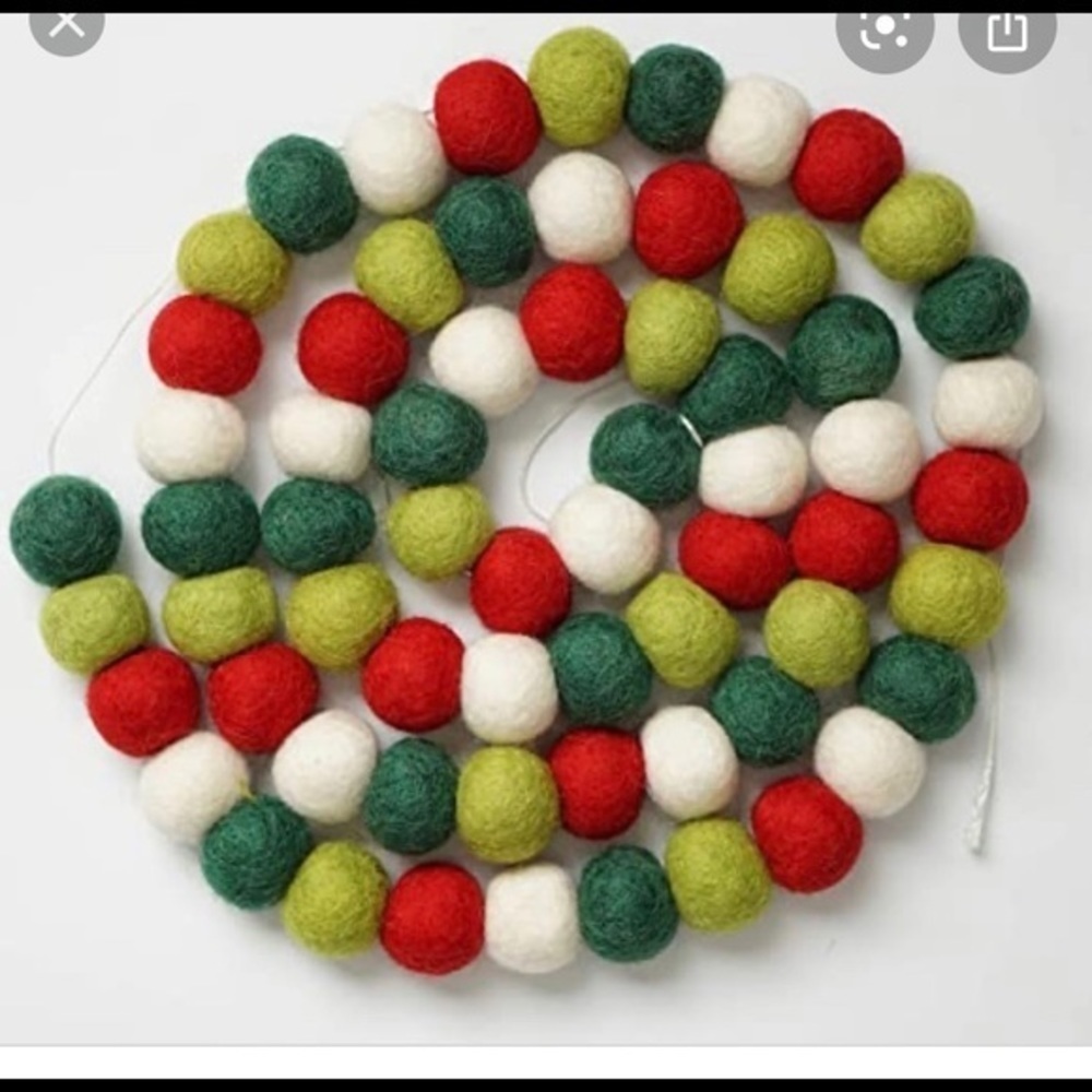 Felt Wool Pom Pom  Christmas Garland - Picture 2 of 5